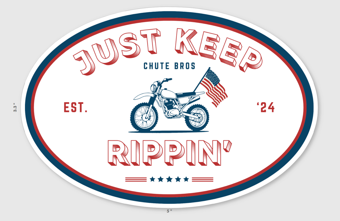 Just Keep Rippin USA Oval Sticker