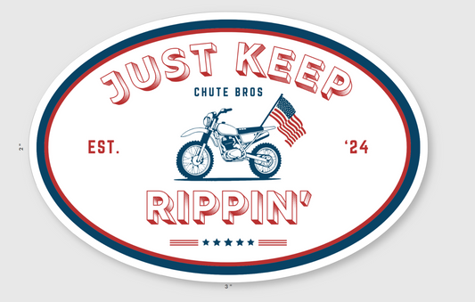 Just Keep Rippin USA Oval Sticker